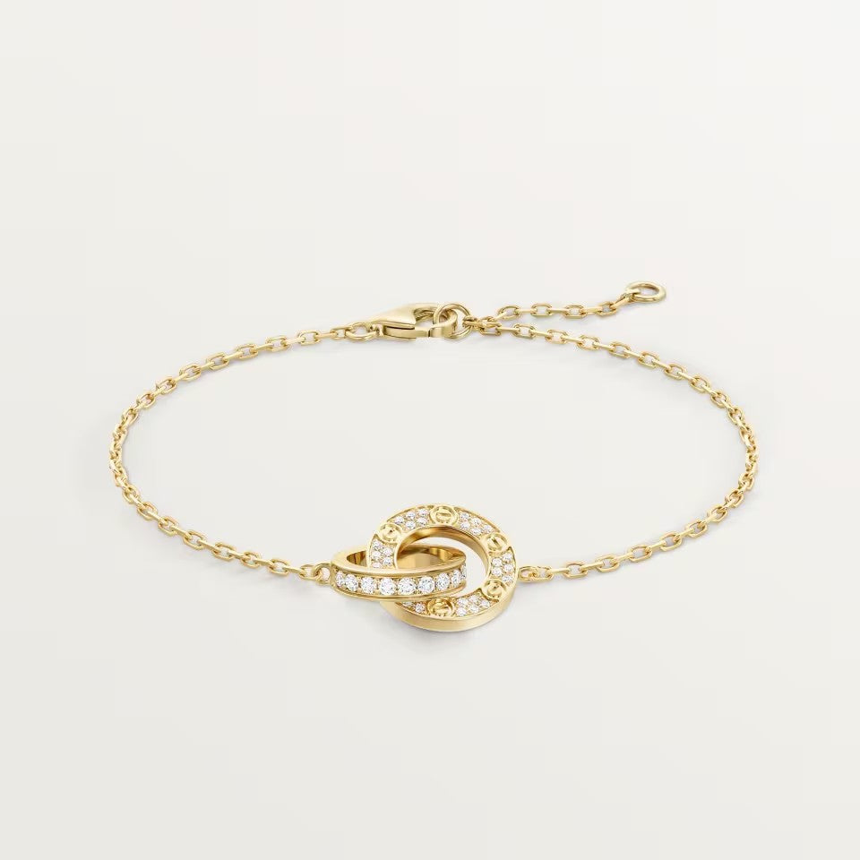 [⭐Lioran]LOVE DOUBLE RING FULL DIAMOND BRACELET