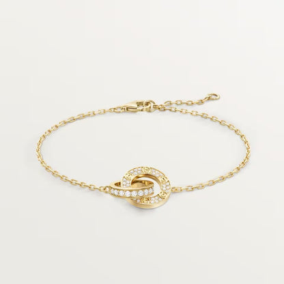 [⭐Lioran]LOVE DOUBLE RING FULL DIAMOND BRACELET