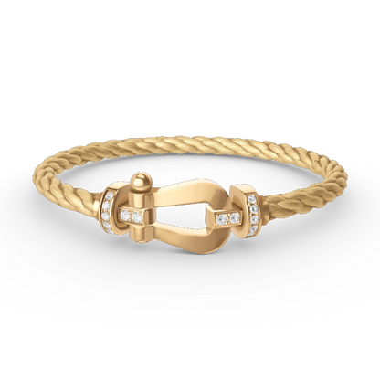 [⭐Lioran]FORCE LARGE HORSESHOE HALF DIAMOND BRACELET GOLD