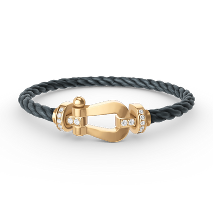 [⭐Lioran]FORCE LARGE HORSESHOE HALF DIAMOND BRACELET GOLD