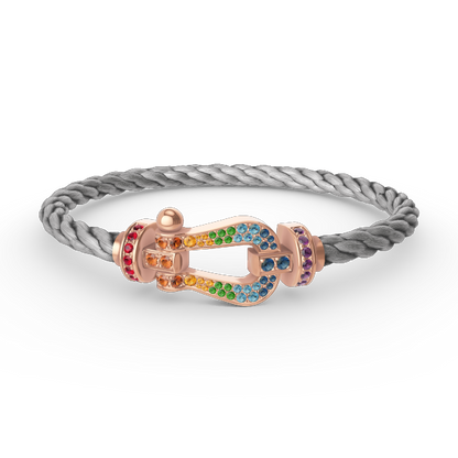 [⭐Lioran]FORCE LARGE HORSESHOE  COLORED DIAMOND BRACELET ROSE GOLD