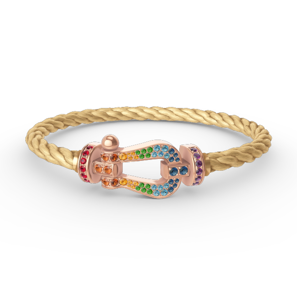 [⭐Lioran]FORCE LARGE HORSESHOE  COLORED DIAMOND BRACELET ROSE GOLD