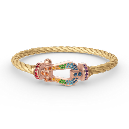 [⭐Lioran]FORCE LARGE HORSESHOE  COLORED DIAMOND BRACELET ROSE GOLD