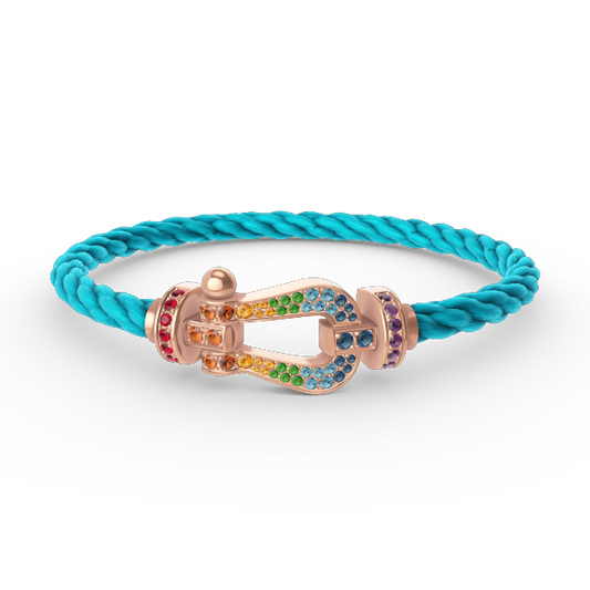 [⭐Lioran]FORCE LARGE HORSESHOE  COLORED DIAMOND BRACELET ROSE GOLD