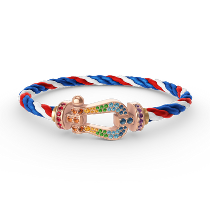 [⭐Lioran]FORCE LARGE HORSESHOE  COLORED DIAMOND BRACELET ROSE GOLD