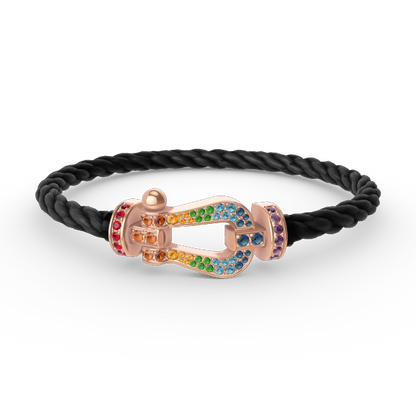 [⭐Lioran]FORCE LARGE HORSESHOE  COLORED DIAMOND BRACELET ROSE GOLD