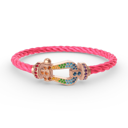 [⭐Lioran]FORCE LARGE HORSESHOE  COLORED DIAMOND BRACELET ROSE GOLD