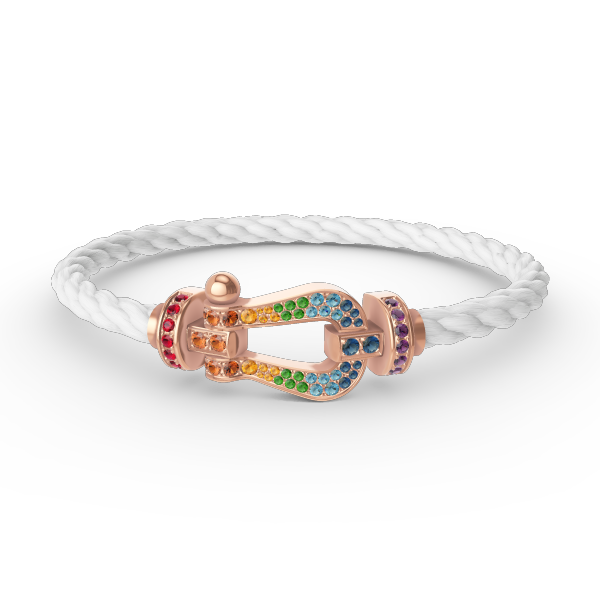 [⭐Lioran]FORCE LARGE HORSESHOE  COLORED DIAMOND BRACELET ROSE GOLD