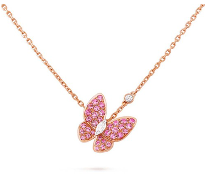 [⭐Lioran]BUTTERFLY RED DIAMOND ROSE GOLD NECKLACE