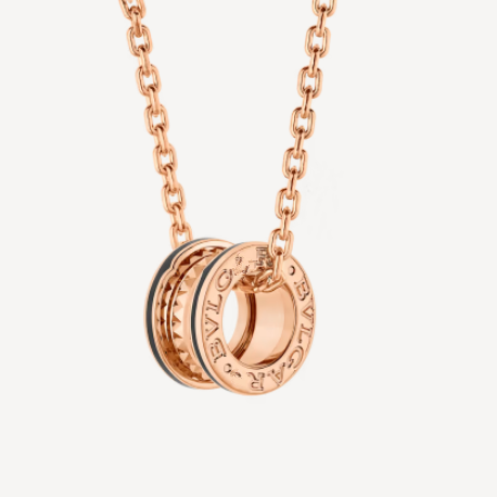 [⭐Lioran]ZERO 1 ROCK PEDANT PINK GOLD BLACK NECKLACE