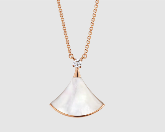 [⭐Lioran]DREAM NECKLACE WHITE MOP PINK GOLD 1 DIAMOND