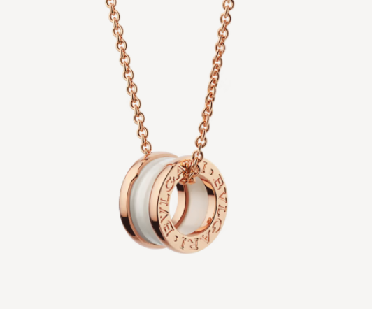 [⭐Lioran]ZERO 1 WHITE CERAMIC PINK GOLD NECKLACE