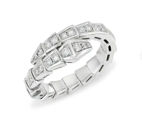 [⭐Lioran]SERPENTI RING SILVER DIAMOND PAVED 4MM
