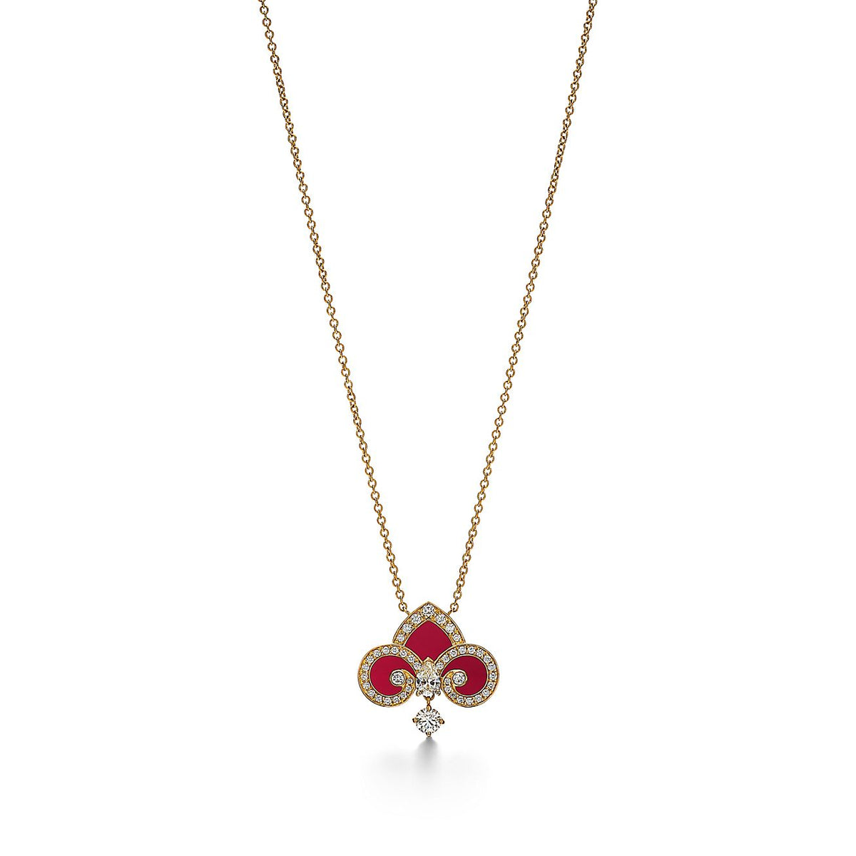 [Lioran]FLEUR DE LIS PINK GOLD DIAMOND NECKLACE