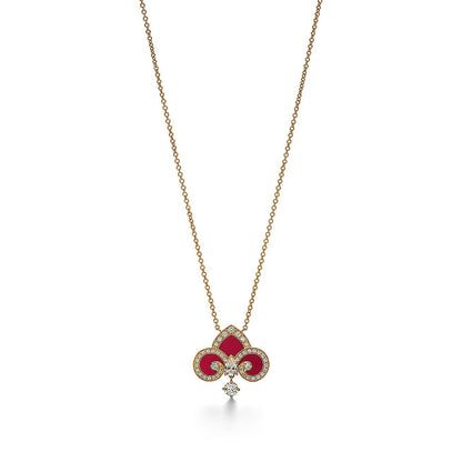 [Lioran]FLEUR DE LIS PINK GOLD DIAMOND NECKLACE