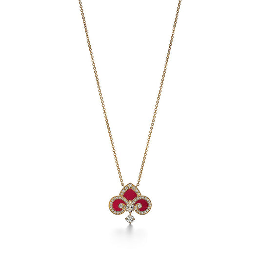 [Lioran]FLEUR DE LIS PINK GOLD DIAMOND NECKLACE