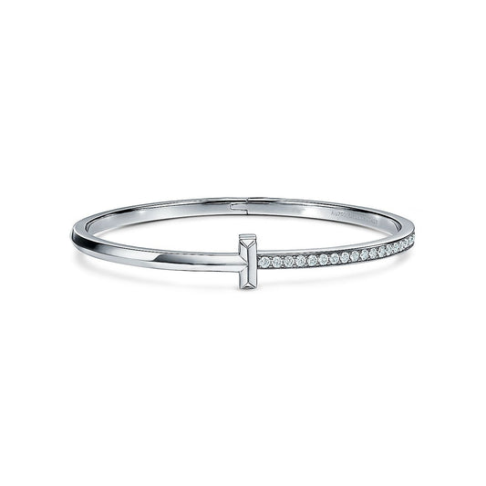 [Lioran]NARROW T1 HINGED BANGLE DIAMOND SILVER