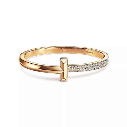 [Lioran]T1 WIDE DIAMOND HINGED BANGLE PINK GOLD