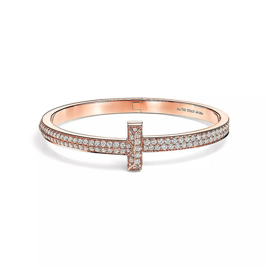 [Lioran]T1 WIDE HINGED BANGLE DIAMOND PAVED BRACELET