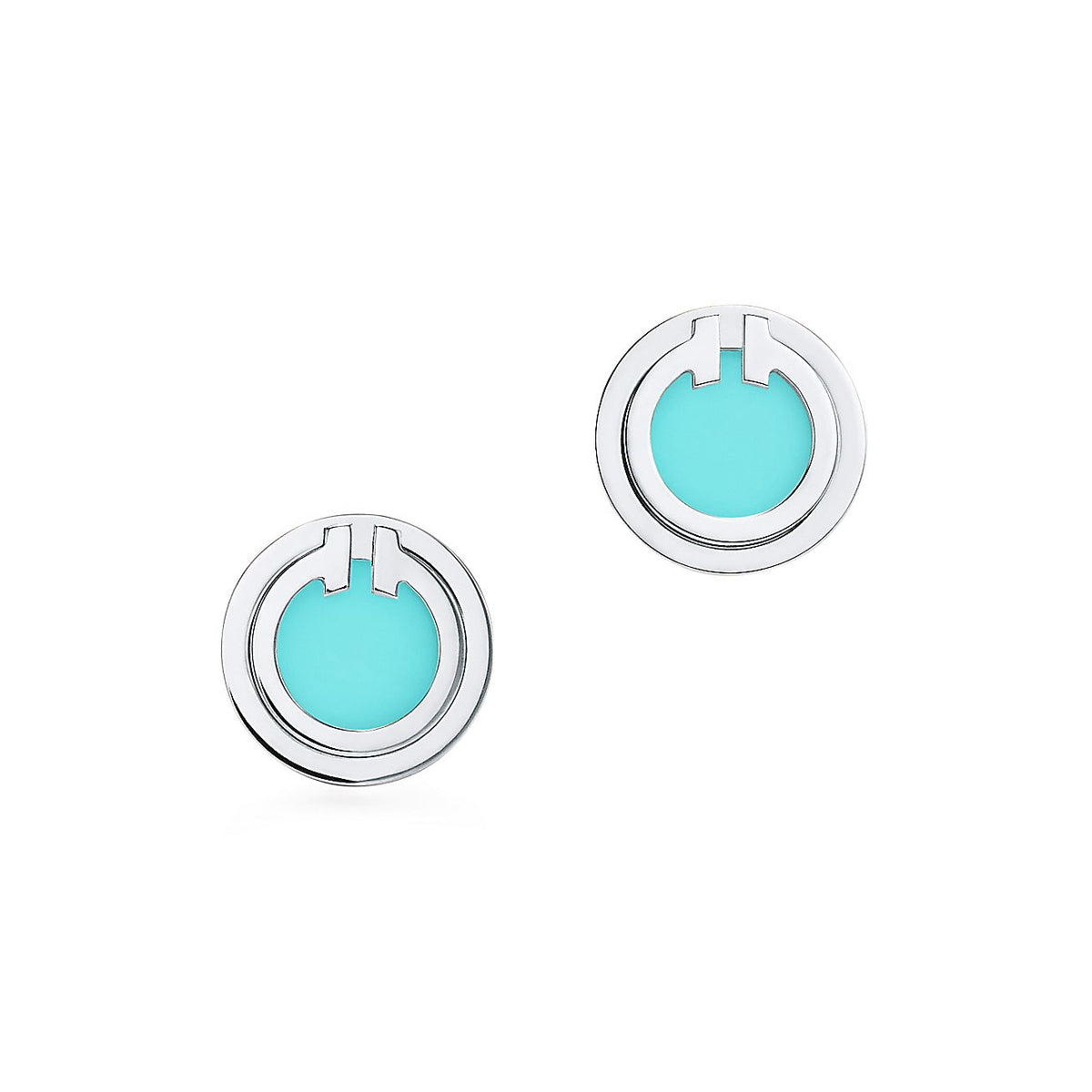 [Lioran]TURQUOISE CIRCLE WHITE GOLD EARRINGS