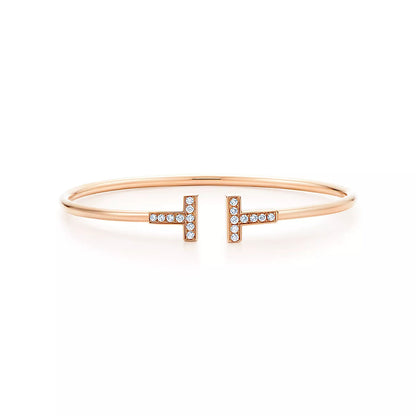[Lioran]T BRACELET PINK GOLD 1.8MM DIAMOND