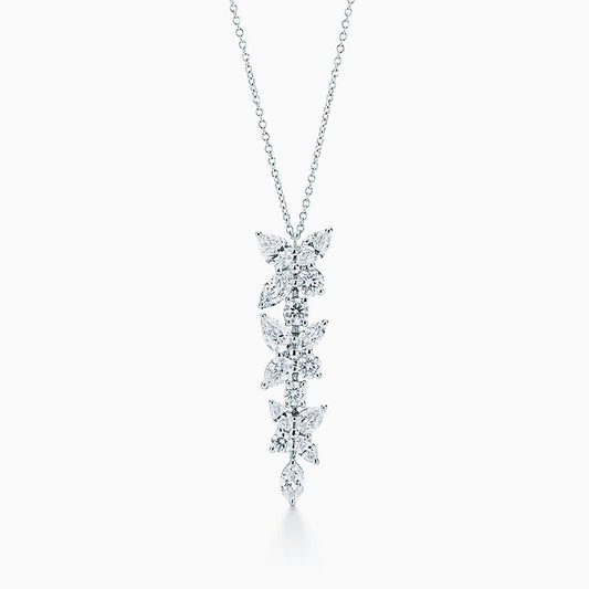 [Lioran]MIXED CLUSTER DIAMOND DROP PENDANT