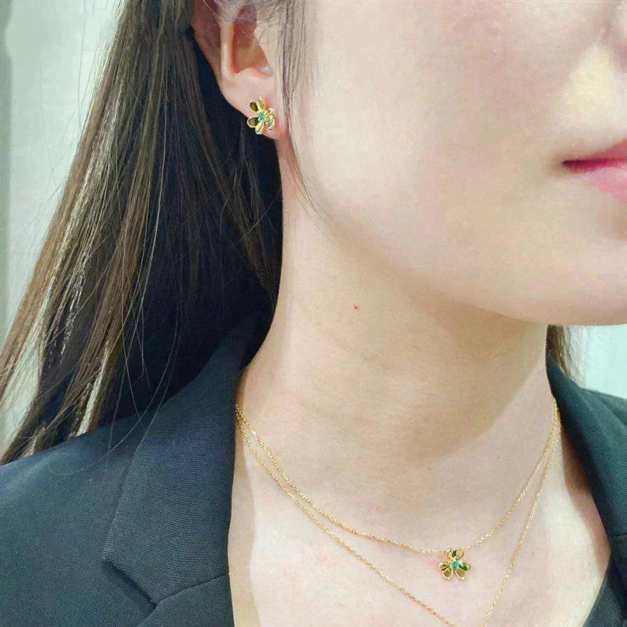 [⭐Lioran]FRIVOLE  FLOWER MALACHITE EARRINGS