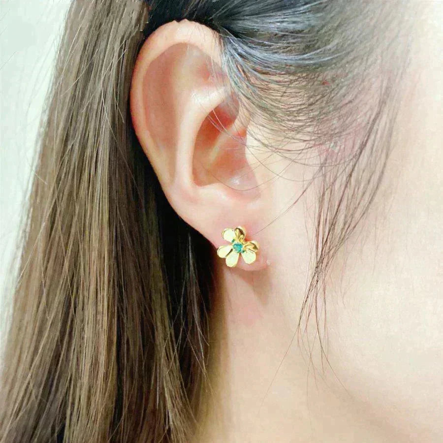 [⭐Lioran]FRIVOLE  FLOWER MALACHITE EARRINGS