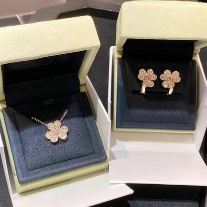 [⭐Lioran]FRIVOLE PINK GOLD FLOWER DIAMOND EARRINGS