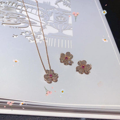 [⭐Lioran]FRIVOLE ROSE GOLD FLOWER DIAMOND NECKLACE