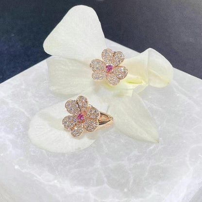 [⭐Lioran]FRIVOLE PINK GOLD FLOWER DIAMOND EARRINGS