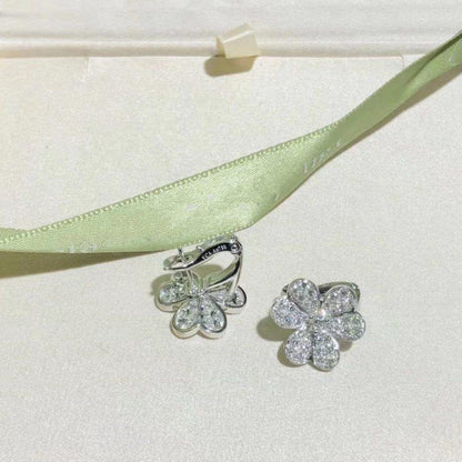 [⭐Lioran]FRIVOLE SILVER FLOWER DIAMOND EARRINGS