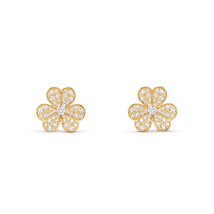 [⭐Lioran]FRIVOLE GOLD FLOWER DIAMOND EARRINGS