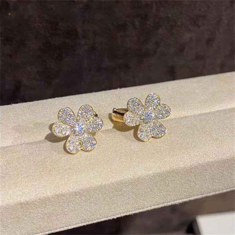[⭐Lioran]FRIVOLE GOLD FLOWER DIAMOND EARRINGS