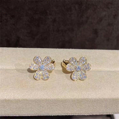 [⭐Lioran]FRIVOLE GOLD FLOWER DIAMOND EARRINGS
