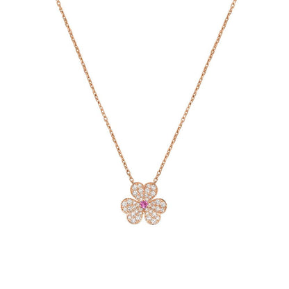 [⭐Lioran]FRIVOLE ROSE GOLD FLOWER DIAMOND NECKLACE