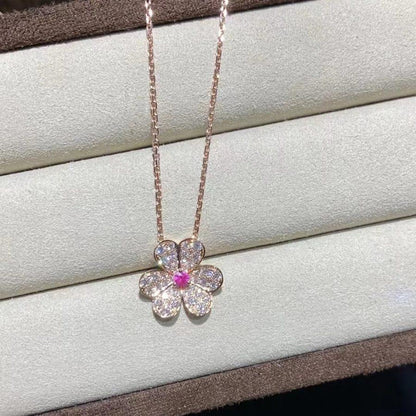 [⭐Lioran]FRIVOLE ROSE GOLD FLOWER DIAMOND NECKLACE