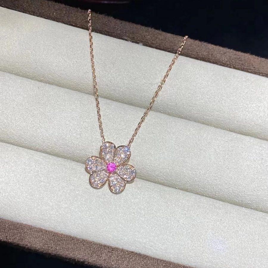 [⭐Lioran]FRIVOLE ROSE GOLD FLOWER DIAMOND NECKLACE