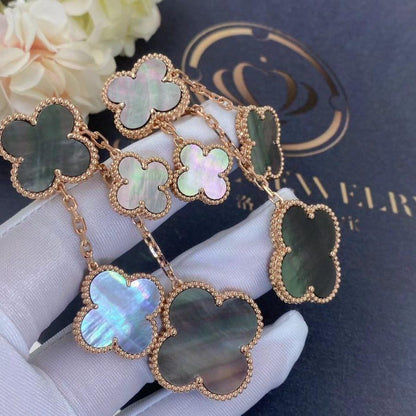 [⭐Lioran]CLOVER EARRINGS DARK MOP 4 MOTIFS ROSE GOLD