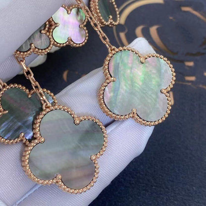 [⭐Lioran]CLOVER EARRINGS DARK MOP 4 MOTIFS ROSE GOLD