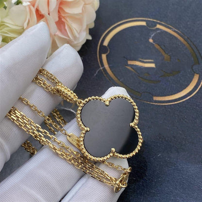 [⭐Lioran]CLOVER 25MM GOLD ONYX BIG CLOVER NECKLACE