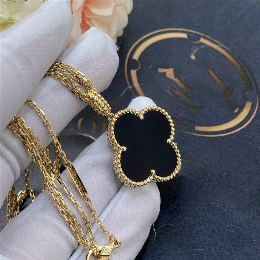 [⭐Lioran]CLOVER 25MM GOLD ONYX BIG CLOVER NECKLACE