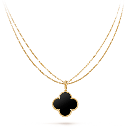 [⭐Lioran]CLOVER 25MM GOLD ONYX BIG CLOVER NECKLACE