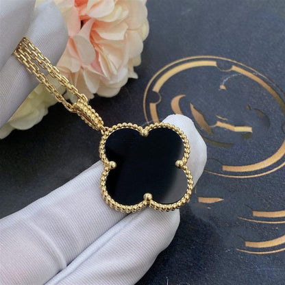 [⭐Lioran]CLOVER 25MM GOLD ONYX BIG CLOVER NECKLACE