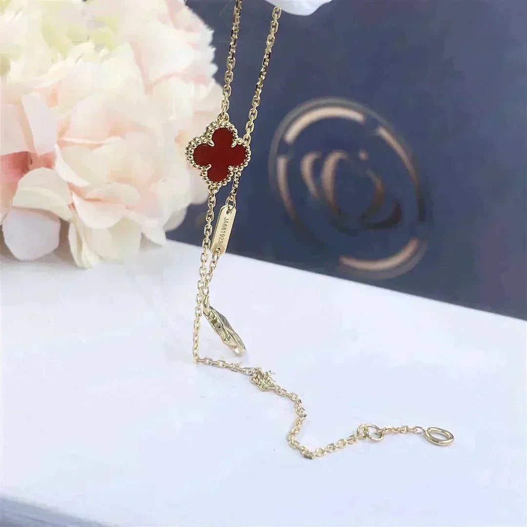 [⭐Lioran]CLOVER  CARNELIAN SINGLE FLOWER BRACELET