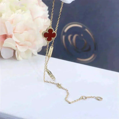 [⭐Lioran]CLOVER  CARNELIAN SINGLE FLOWER BRACELET