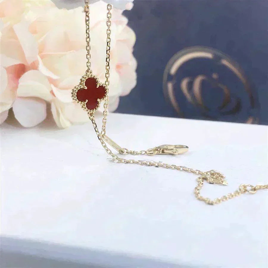 [⭐Lioran]CLOVER  CARNELIAN SINGLE FLOWER BRACELET