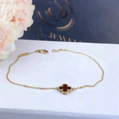 [⭐Lioran]CLOVER  CARNELIAN SINGLE FLOWER BRACELET