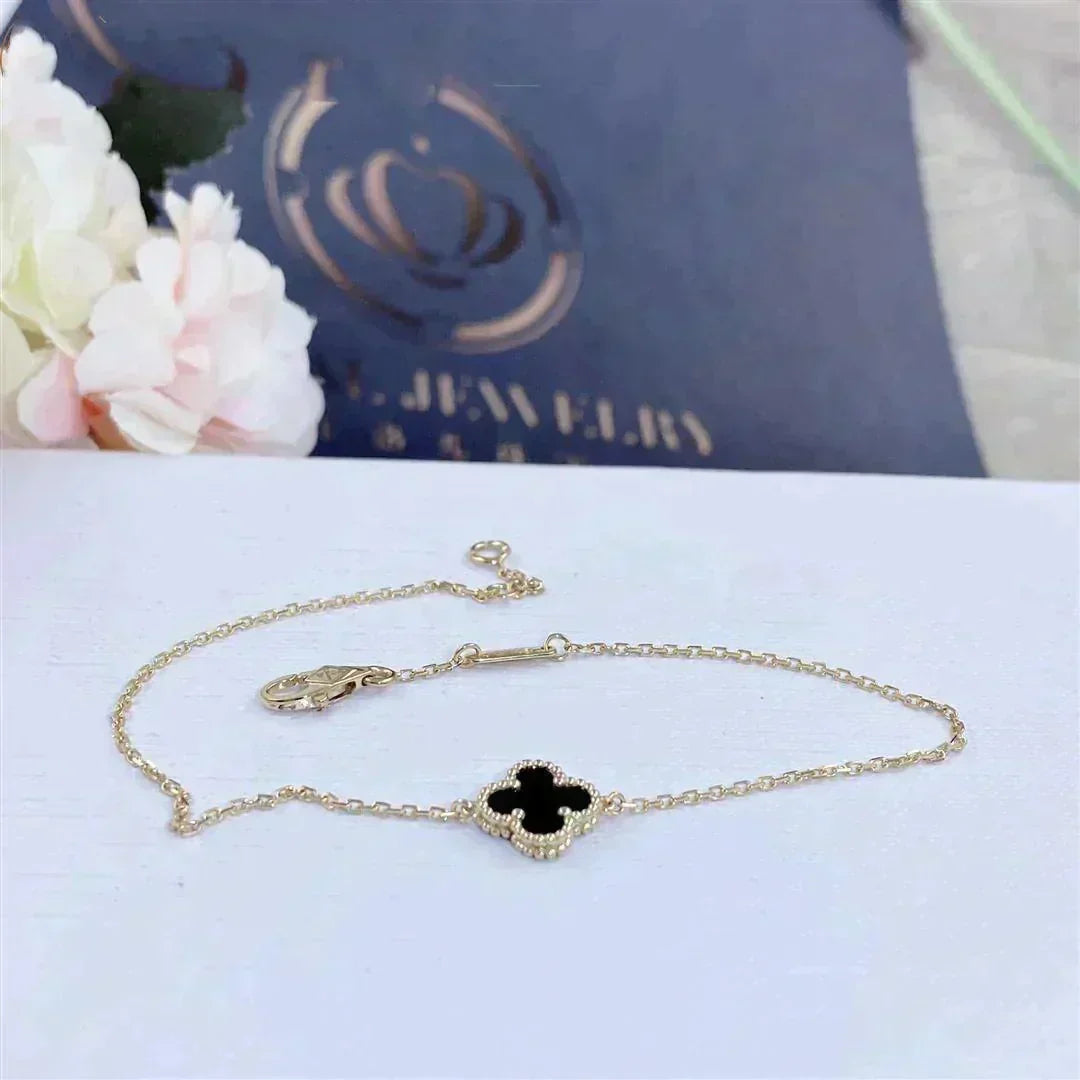 [⭐Lioran]CLOVER ONYX SINGLE FLOWER BRACELET