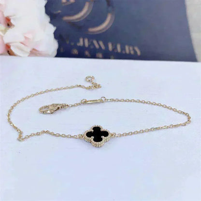 [⭐Lioran]CLOVER ONYX SINGLE FLOWER BRACELET